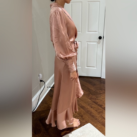 Zimmermann Silk Wrap Midi Dress in Lipstick - Picture 5 of 10